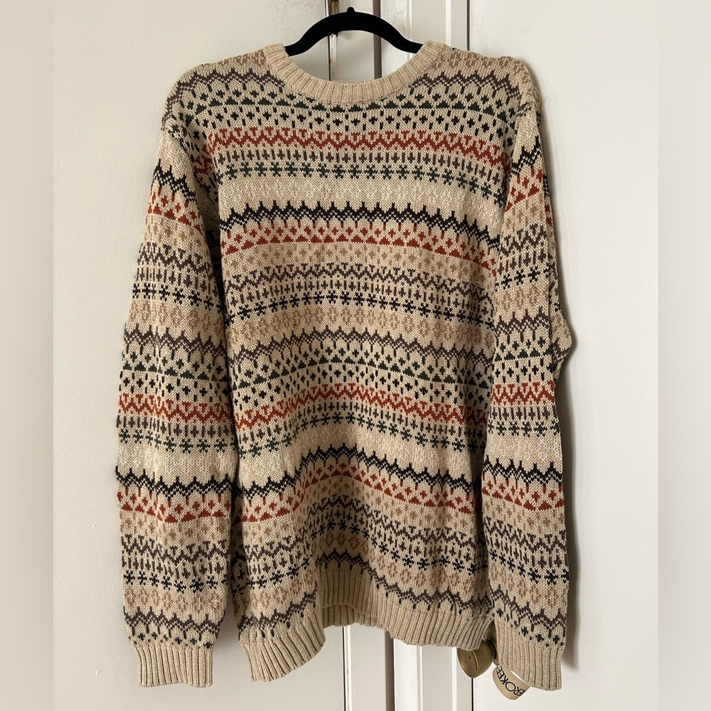 Cherokee Vintage fall pattern cotton sweater NWT